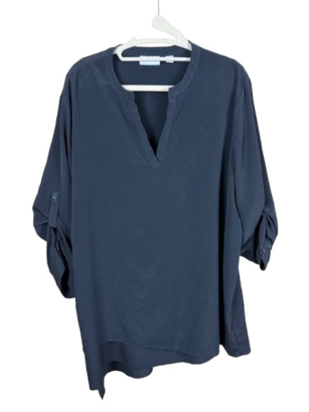 New York & Company black Split-Neck Roll-Tab Tunic